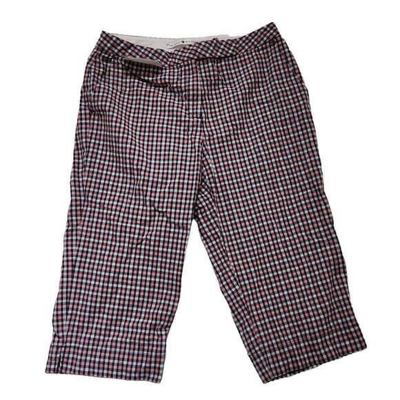 Tommy Hilfiger Ladies Size 8 Red Black Check Capri Slacks - Picture 1 of 5
